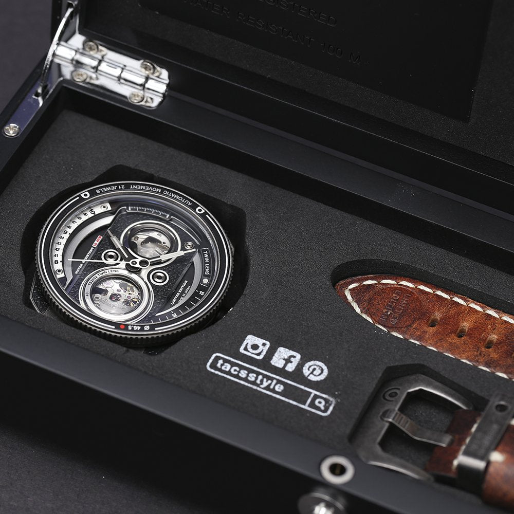 TACS TWIN LENS Antique TS2002E 替えベルト付特製ボックス 世界限定500セット タックス 腕時計 メンズ