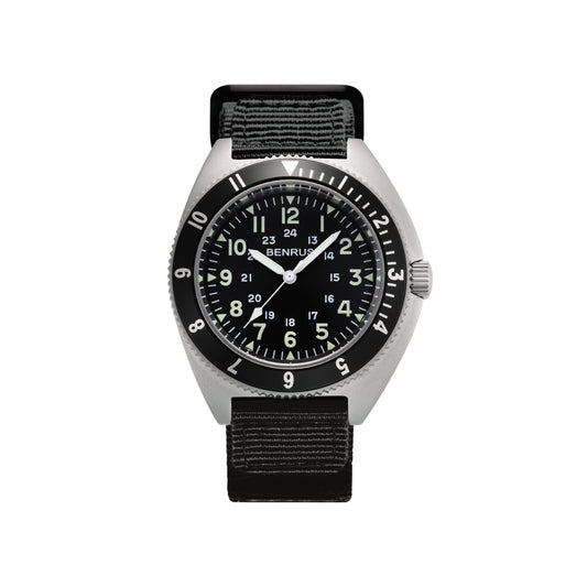 BENRUS TYPE‐II SILVER COMBAT BLACK ベンラス 腕時計 メンズ